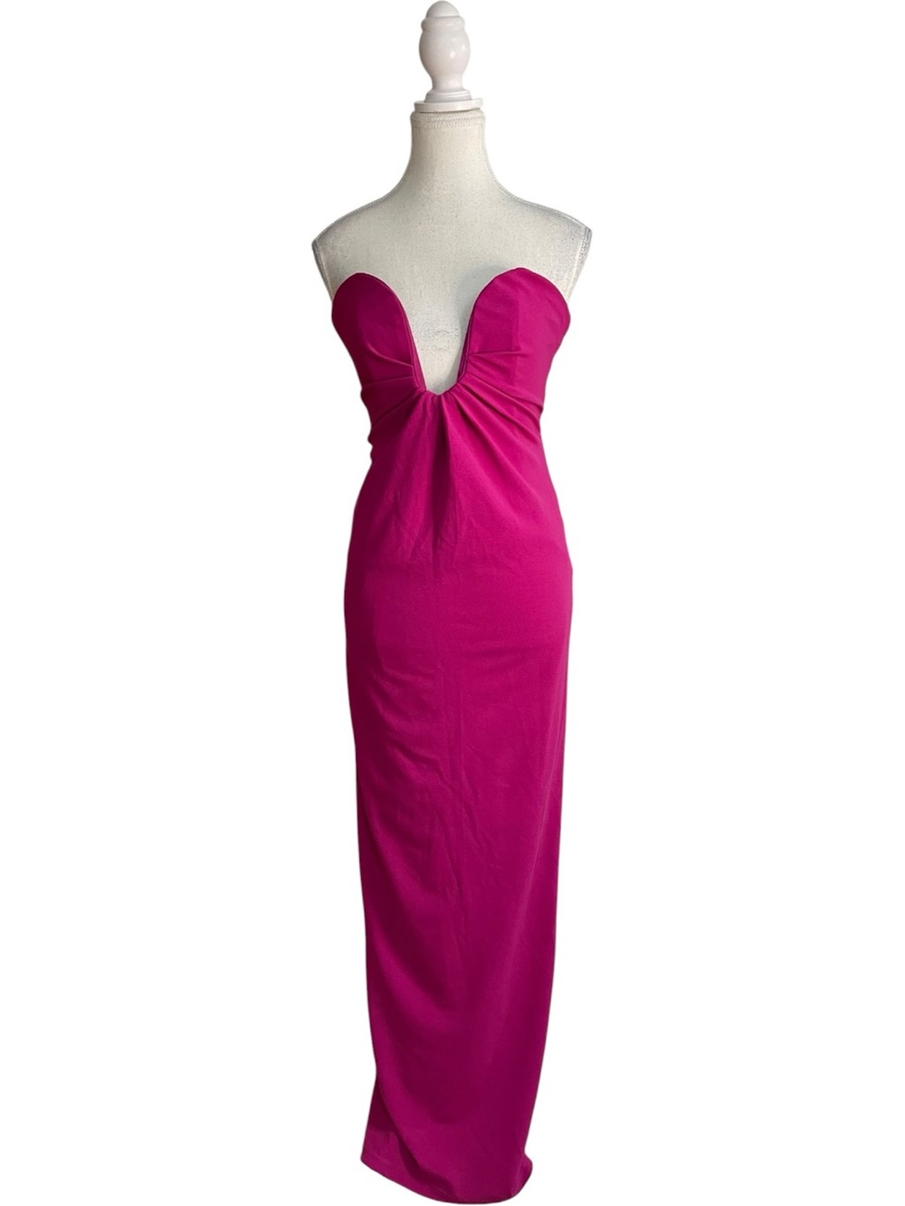 Lulus Thula Strapless Cutout U-Bar Column Maxi Dress Magenta Fuchsia